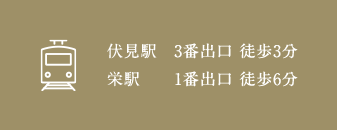 伏見駅　3番出口 徒歩3分 栄駅 1番出口 徒歩6分